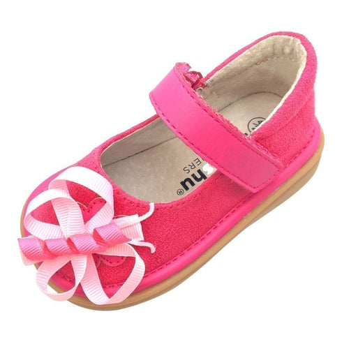 Mooshu Trainers Little Girls Pink Suede Squeaky Mary Jane Shoes 5-9 Toddler - SophiasStyle.com