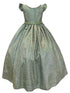 Little Girls Emerald Green Metallic Flutter Sleeve Flower Girl Dress 2-6 - SophiasStyle.com