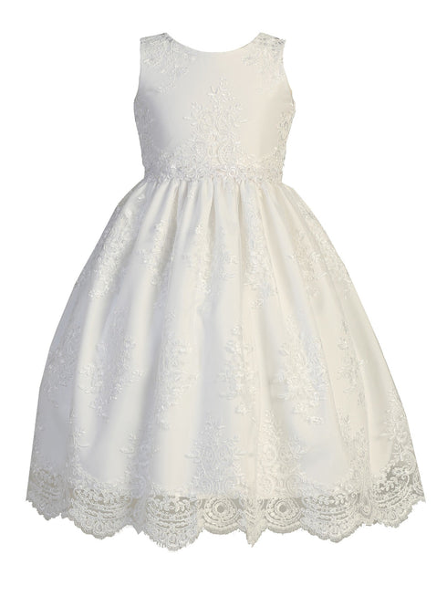 Lito Big Girls White Embroidered Lace Tulle Communion Dress 6-12 - SophiasStyle.com