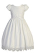 Big Girls White Short Sleeve Embroidered Lace Plus Size Communion Dress 10.5-16.5 - SophiasStyle.com