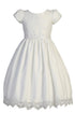 Big Girls White Short Sleeve Embroidered Lace Communion Dress 6-12 - SophiasStyle.com