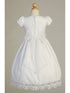 Big Girls White Short Sleeve Embroidered Lace Communion Dress 6-12 - SophiasStyle.com