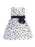 Lito Little Girls Navy Polka Dots Bow Sleeveless Rayon Easter Dress 2T-6 - SophiasStyle.com