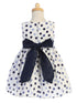 Lito Little Girls Navy Polka Dots Bow Sleeveless Rayon Easter Dress 2T-6 - SophiasStyle.com