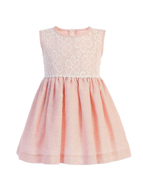 Lito Baby Girls Peach Lace Bodice Sleeveless Easter Dress 3-24 Months - SophiasStyle.com