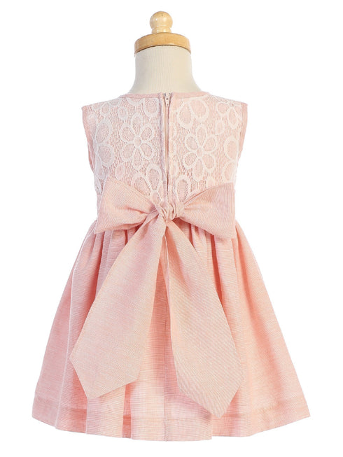 Lito Baby Girls Peach Lace Bodice Sleeveless Easter Dress 3-24 Months - SophiasStyle.com