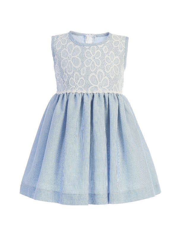 Lito Baby Girls Light Blue Lace Bodice Sleeveless Easter Dress 3-24 Months - SophiasStyle.com