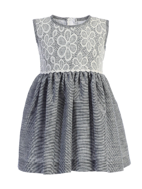 Lito Little Girls Navy Lace Bodice Sleeveless Easter Dress 2T-7 - SophiasStyle.com