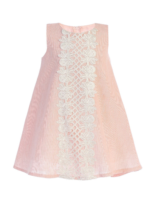 Lito Little Girls Peach Lace Sleeveless A-Line Easter Dress 2T-7 - SophiasStyle.com