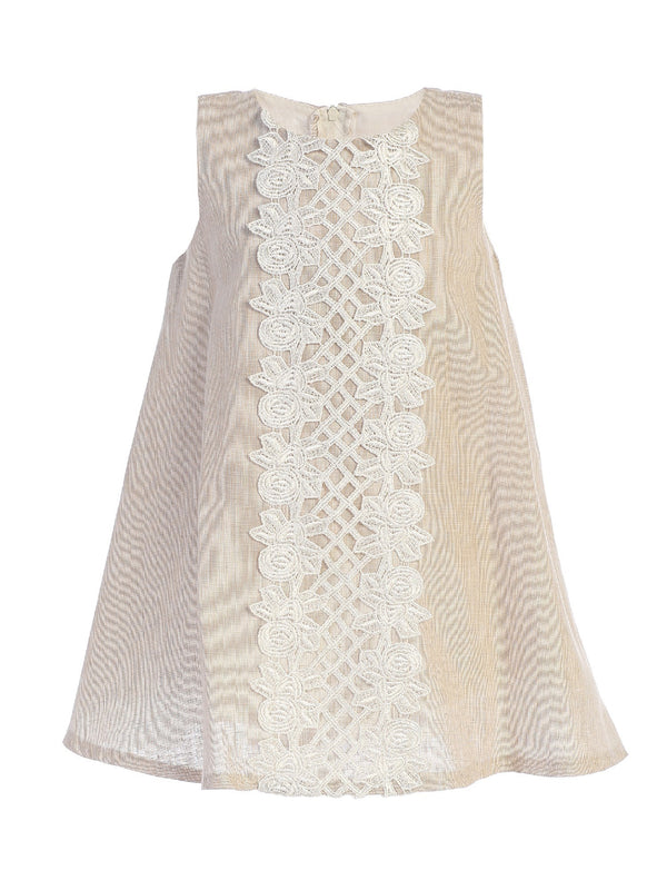 Lito Little Girls Khaki Lace Sleeveless A-Line Easter Dress 2T-7 - SophiasStyle.com