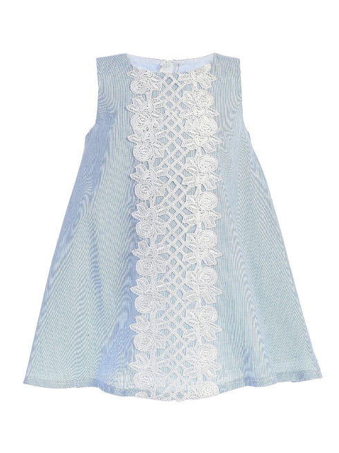 Lito Little Girls Light Blue Lace Sleeveless A-Line Easter Dress 2T-7 - SophiasStyle.com