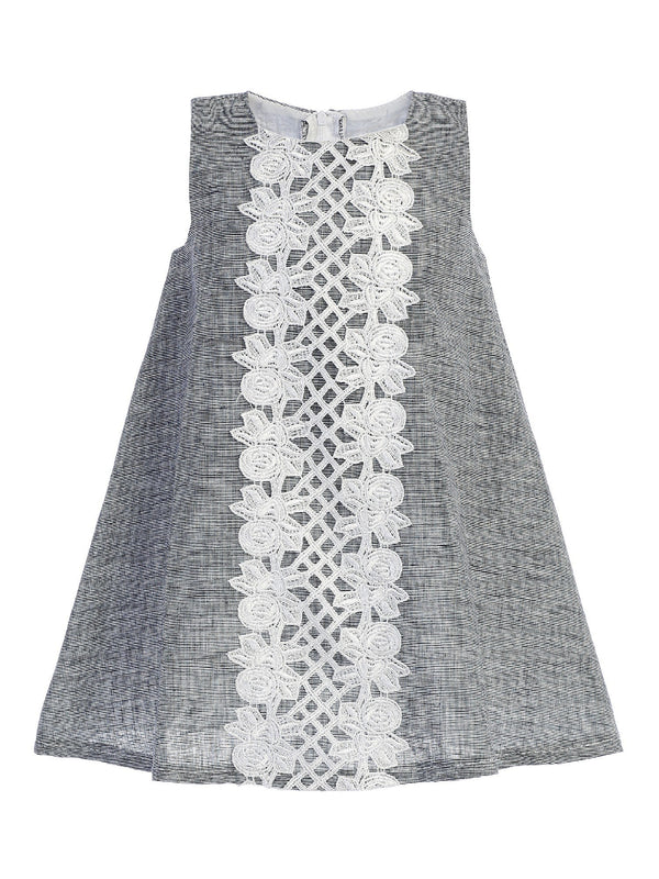 Lito Little Girls Navy Lace Sleeveless A-Line Easter Dress 2T-7 - SophiasStyle.com