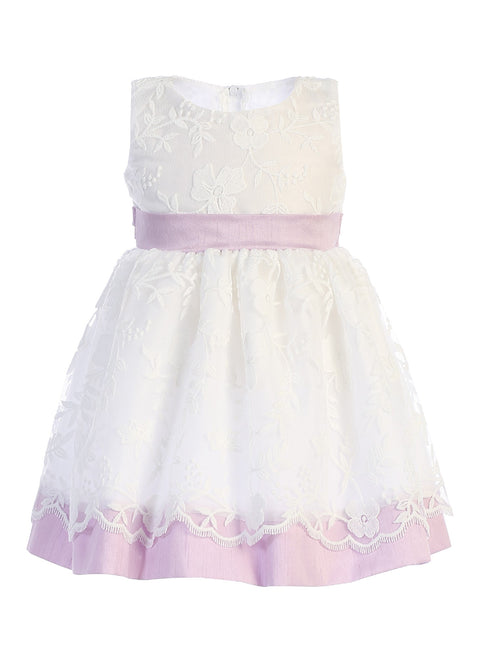 Lito Baby Girls Lilac Embroidered Sash Bow Easter Dress 6-24 Months - SophiasStyle.com