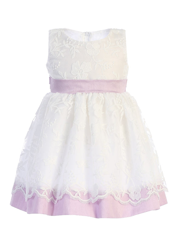 Lito Baby Girls Lilac Embroidered Sash Bow Easter Dress 6-24 Months - SophiasStyle.com