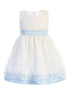 Lito Baby Girls Light Blue Embroidered Sash Bow Easter Dress 6-24 Months - SophiasStyle.com