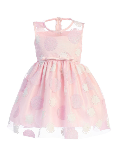 Lito Baby Girls Light Pink Polka Dots Bow Sash Sleeveles Easter Dress 12-24M - SophiasStyle.com