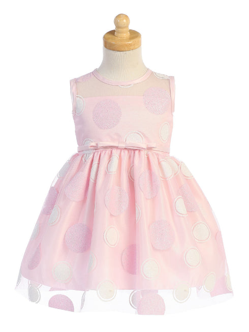 Lito Baby Girls Light Pink Polka Dots Bow Sash Sleeveles Easter Dress 12-24M - SophiasStyle.com