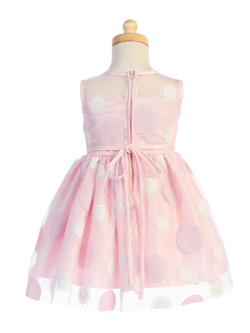 Lito Baby Girls Light Pink Polka Dots Bow Sash Sleeveles Easter Dress 12-24M - SophiasStyle.com