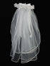 Lito Girls White Flowers Rhinestone Pearls Bow 24 Inch Communion Girl Veil - SophiasStyle.com