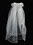 Lito Girls White Organza Flowers Pearls 24 Inch Communion Girl Veil - SophiasStyle.com