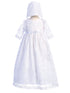 Lito Baby Girls White Bonnet Embroidered Tulle Christening Gown 0-18 Months - SophiasStyle.com