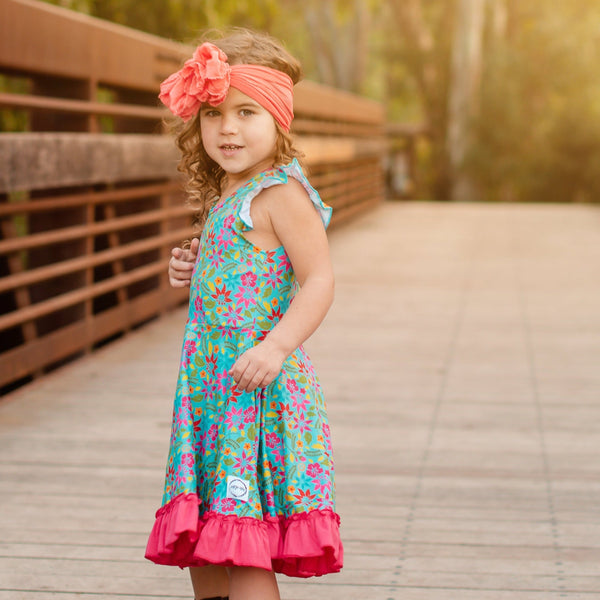 teal-hawaiian-twirl-dress-just-for-littles®️ - Sophia's Style Dress-1