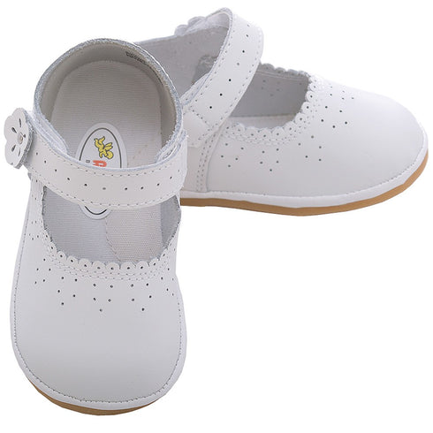 Angel Baby White Punched Flower Mary Jane Shoes Baby Girls 1-4 - SophiasStyle.com
