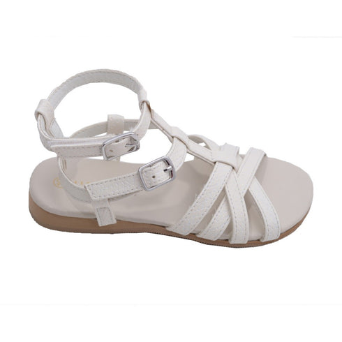L'Amour Little Big Kids Girls White Faux Python Gladiator Sandals 11-4 Kids - SophiasStyle.com