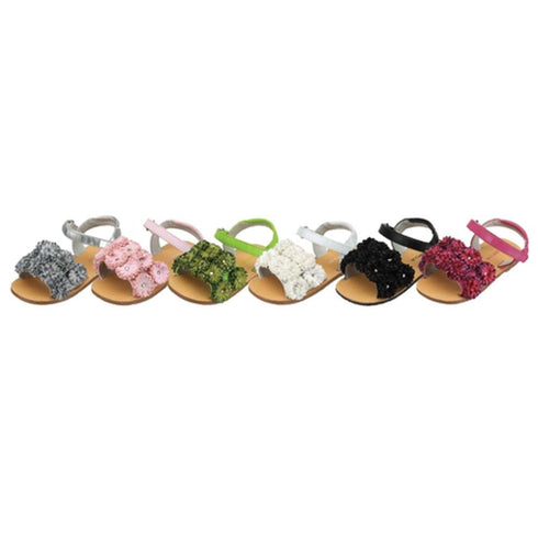Toddler Girls Double Row Flower Strap Summer Sandals Size 5-2 - SophiasStyle.com