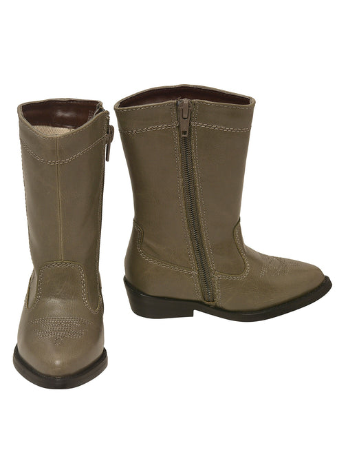 L`Amour Big Girls Gray Embroidered Side Zipper Cowboy Boots 11-12 Kids - SophiasStyle.com