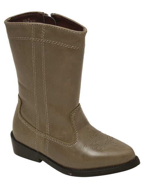 L`Amour Little Girls Gray Embroidered Side Zipper Cowboy Boots 5-10 Toddler - SophiasStyle.com