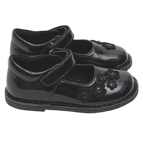 Black Patent Floral Mary Jane Fall Shoes Baby Girls 4-Little Girls 12 - SophiasStyle.com