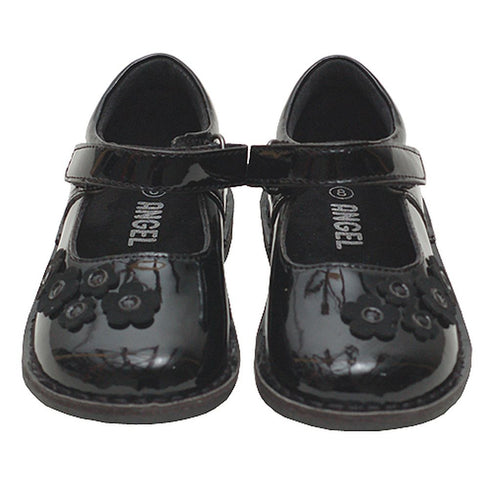 Black Patent Floral Mary Jane Fall Shoes Baby Girls 4-Little Girls 12 - SophiasStyle.com