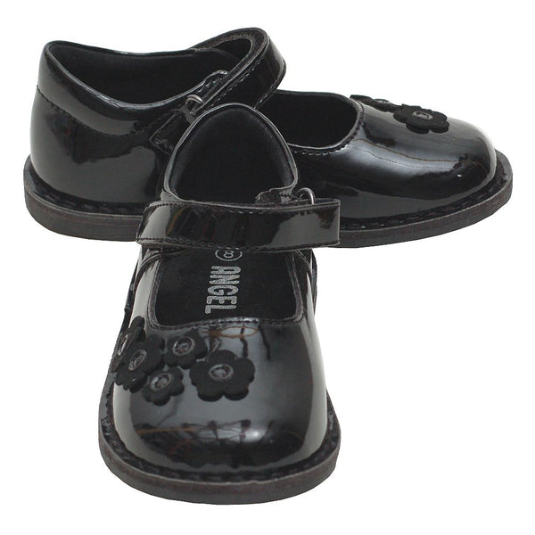 Black Patent Floral Mary Jane Fall Shoes Baby Girls 4-Little Girls 12 - SophiasStyle.com