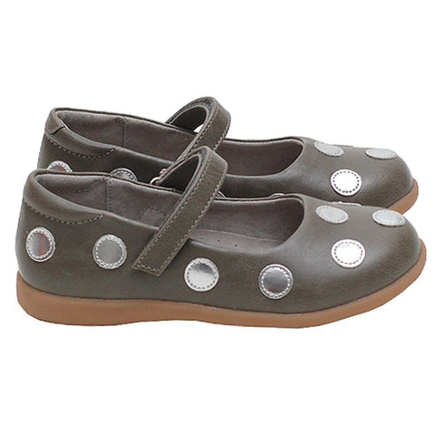 L'Amour Gray Silver Polka Dot Mary Jane Shoes Toddler 5-Little Girls 2 - SophiasStyle.com