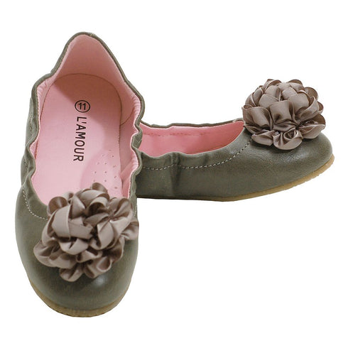 L'Amour Gray Slip On Ballet Style Dress Shoes Toddler 5-Little Girls 4 - SophiasStyle.com