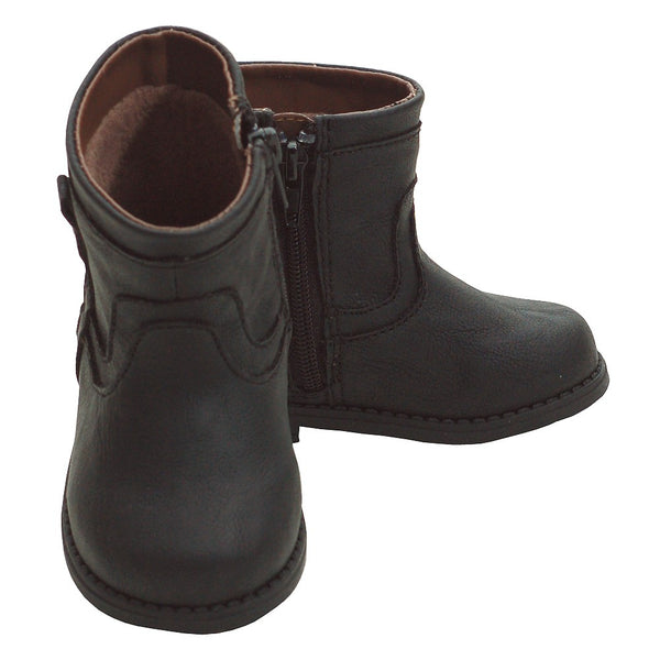 L'Amour Trendy Black Zip Up Low Rise Boots Baby Boys 3-Toddler Boys 8 - SophiasStyle.com