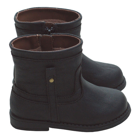 L'Amour Trendy Black Zip Up Low Rise Boots Baby Boys 3-Toddler Boys 8 - SophiasStyle.com