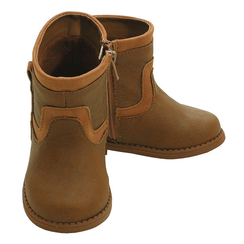 L'Amour Trendy Tan Zip Up Low Rise Boots Baby Boys 3-Toddler Boys 8 - SophiasStyle.com