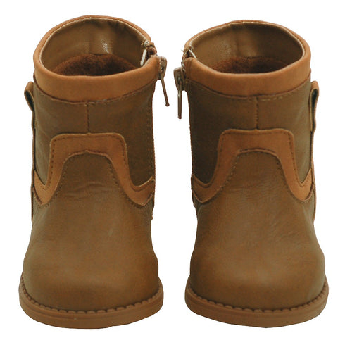 L'Amour Trendy Tan Zip Up Low Rise Boots Baby Boys 3-Toddler Boys 8 - SophiasStyle.com