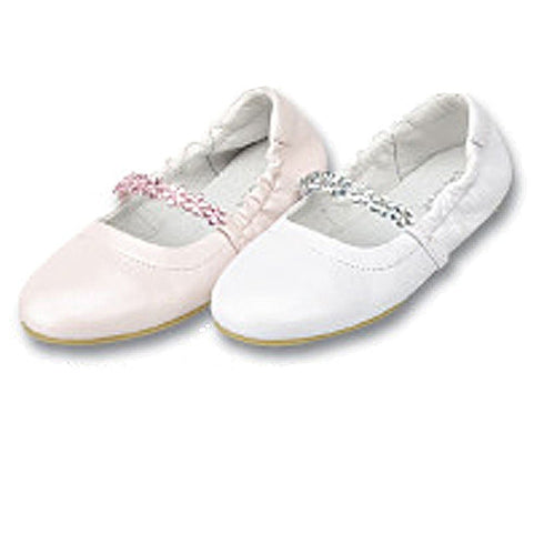 Girls Jeweled Flower Slipper Dress Shoes 5-4 - SophiasStyle.com