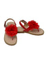 L`Amour Little Girls Red Organza Flower Back Strap Thong Sandals 5-10 Toddler - SophiasStyle.com