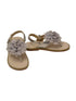L`Amour Little Girls Silver Organza Flower Back Strap Thong Sandals 5-10 Toddler - SophiasStyle.com