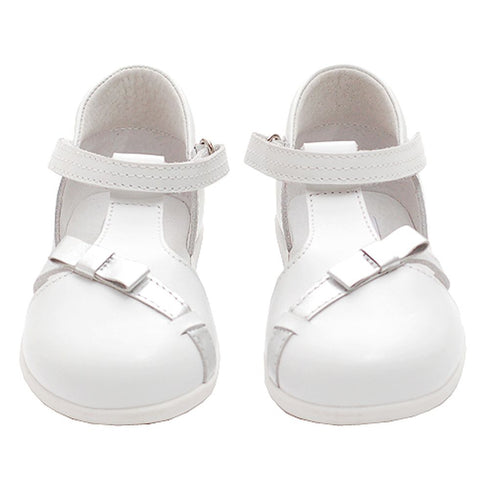 White Silver Bow Mary Jane Style Sandals Toddler 5-Little Girls 2 - SophiasStyle.com