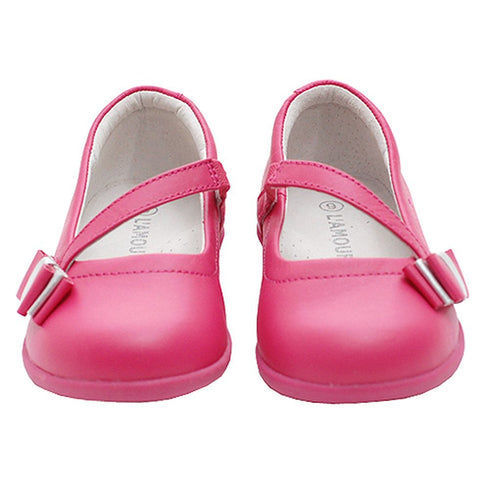 Fuchsia Bow Mary Jane Style Strap Shoes Toddler 5-Little Girls 2 - SophiasStyle.com