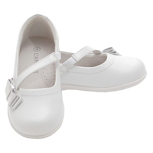 White Bow Mary Jane Style Strap Shoes Toddler 5-Little Girls 2 - SophiasStyle.com