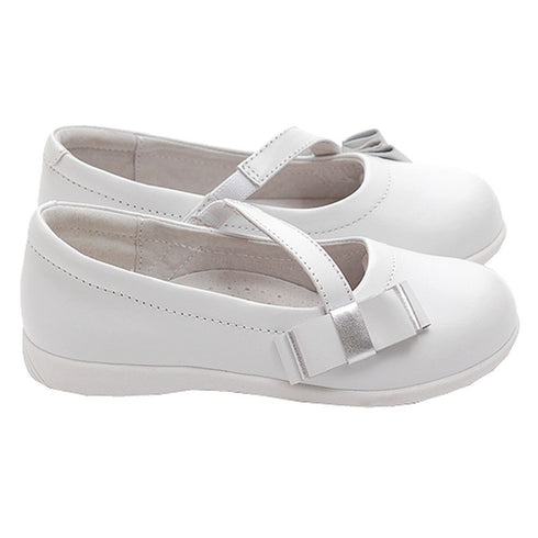 White Bow Mary Jane Style Strap Shoes Toddler 5-Little Girls 2 - SophiasStyle.com