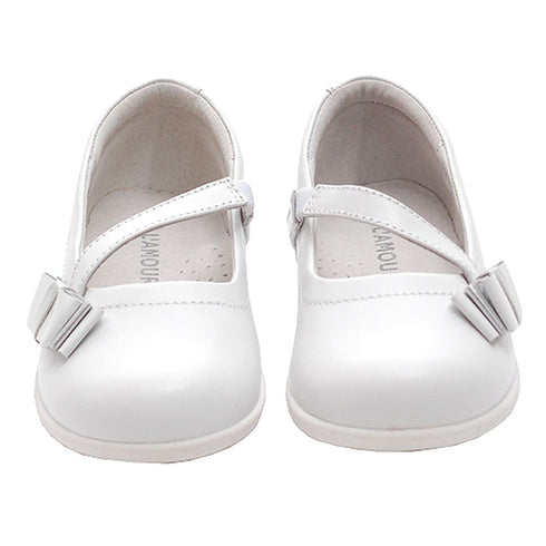 White Bow Mary Jane Style Strap Shoes Toddler 5-Little Girls 2 - SophiasStyle.com