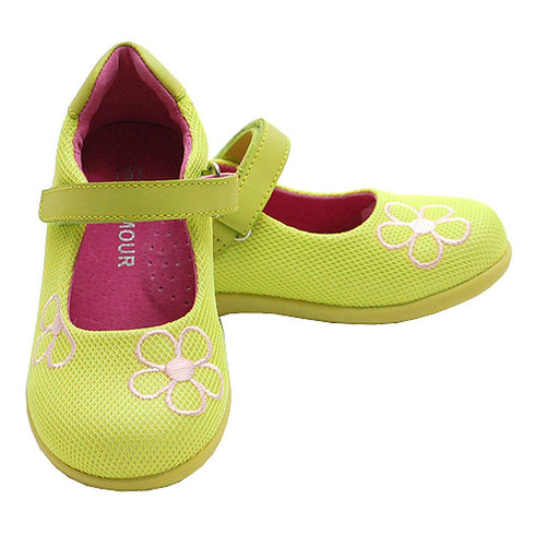 Toddler Little Girl Lime Green Mesh Flower Mary Jane Shoe 5-2 - SophiasStyle.com