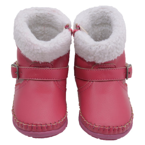 Angel Girls Fuchsia Fleece Lined Ankle Buckle Boots Shoes 4-7 Baby Toddler - SophiasStyle.com